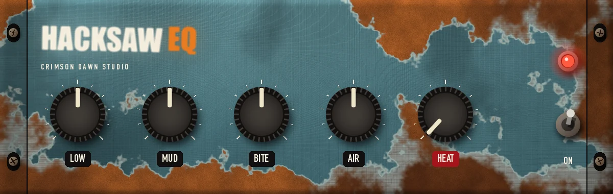 Hacksaw EQ: painel de rack de lata pintada e enferrujada